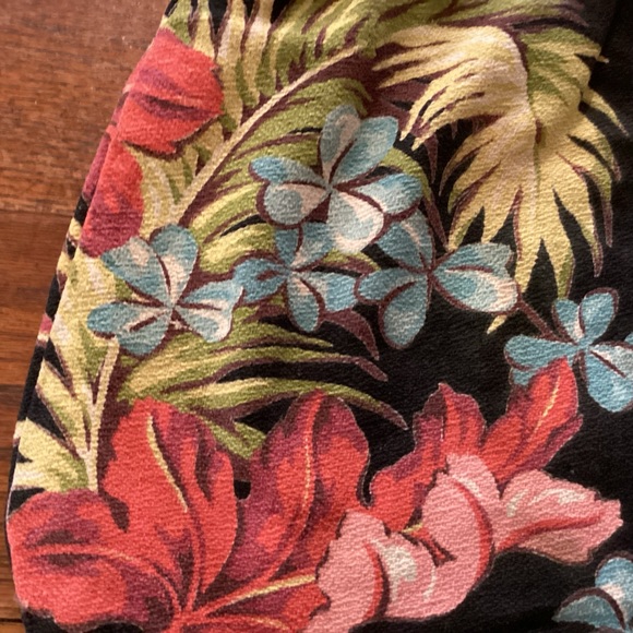 Vintage barkcloth purse, tropical print. - Picture 5 of 7
